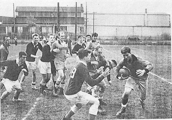 Bert Sugar is center with light jersey. Mike Burrows is top right face. The rest are unknown.