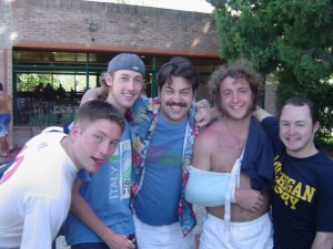 Dan Cronin (center) surrounded by teammates (L to R) Matt Rosales, Evan Currie, Craig Willams, and Mike "Scrumpy Jack" West on tour in Argentina